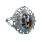 Southwestern Manmade Multicolor Inlay Sterling Silver Ring Size 7-1/2 JX131082